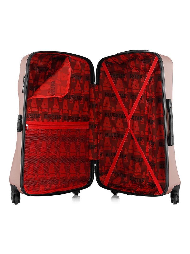 BLUESTAR - Valise Grand Format GARIBALDI 75 cm 4 Roues Rose Métal - Kiabi