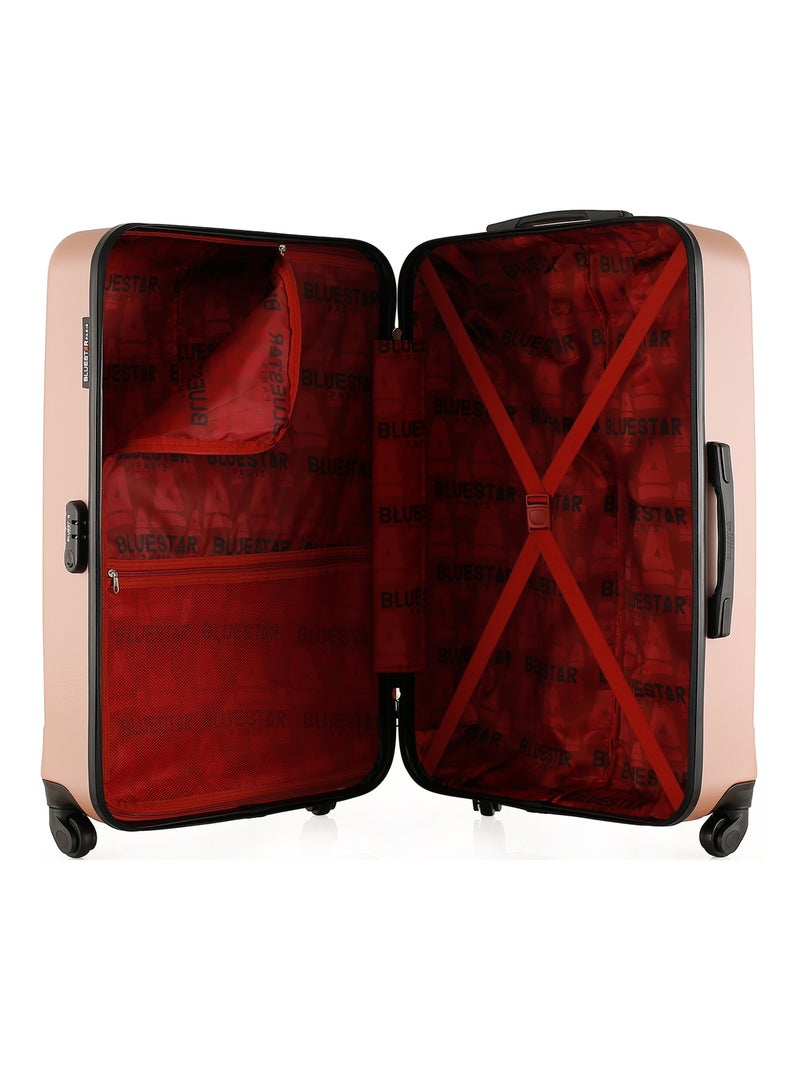 BLUESTAR - Valise Grand Format HAGEN 75 cm 4 Roues Rose Métal - Kiabi