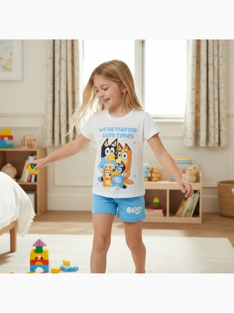 Bluey - T-shirt personnage avec son short assorti Bleu - Kiabi
