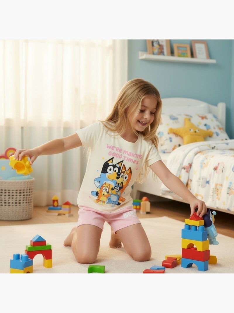 Bluey - T-shirt personnage avec son short assorti Rose - Kiabi