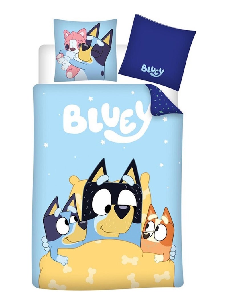 Bluey, Parure de Lit Enfant Imprimée Réversible 100% Coton, BINGO Bleu - Kiabi