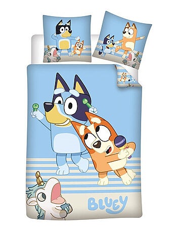 Bluey, Parure de Lit Enfant Imprimée Réversible 100% Coton, LICORNE