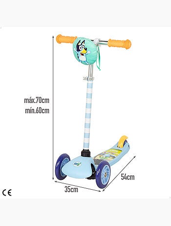 Bluey scooter 3 roues pour enfants avec sac à l'avant