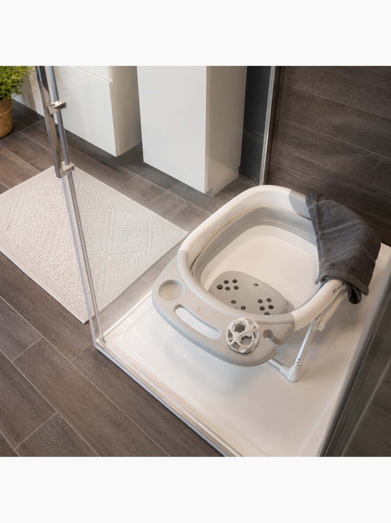 Bo Jungle | Baignoire bébé pliable avec siège et bouchon thermosensible Blanc - Kiabi