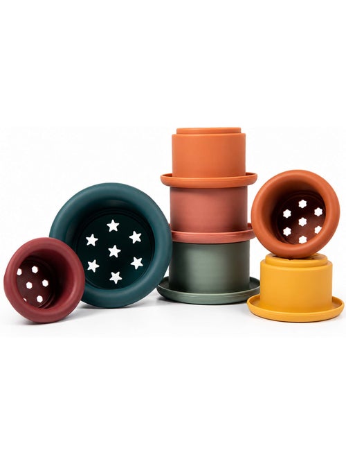 Bo Jungle | Gobelets empilables en silicone bébé jeu d'éveil et de bain - Kiabi