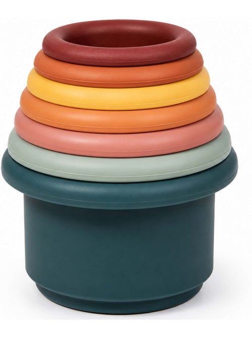 Bo Jungle | Gobelets empilables en silicone bébé jeu d'éveil et de bain - Kiabi