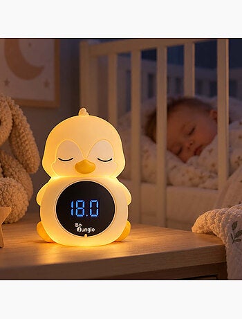 Bo jungle | thermomètre de bain et chambre digital 3 en 1 avec veilleuse pingouin