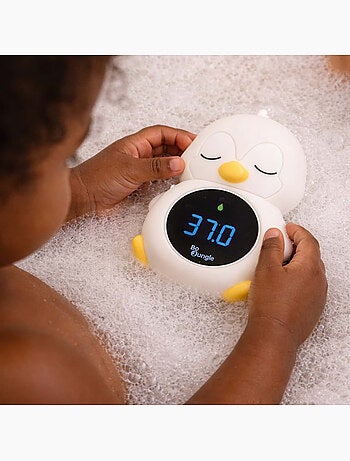Bo jungle | thermomètre de bain et chambre digital 3 en 1 avec veilleuse pingouin