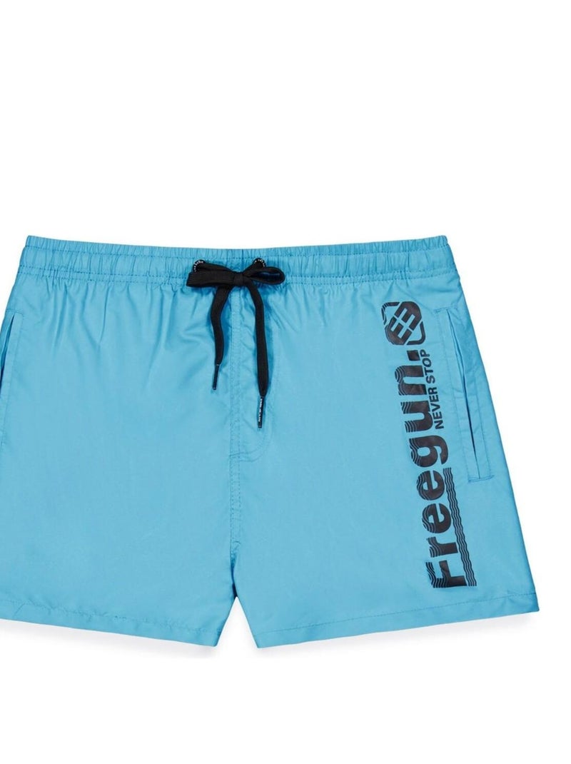 Boardshort court garçon avec ceinture demi-élastiquée Freegun Bleu - Kiabi