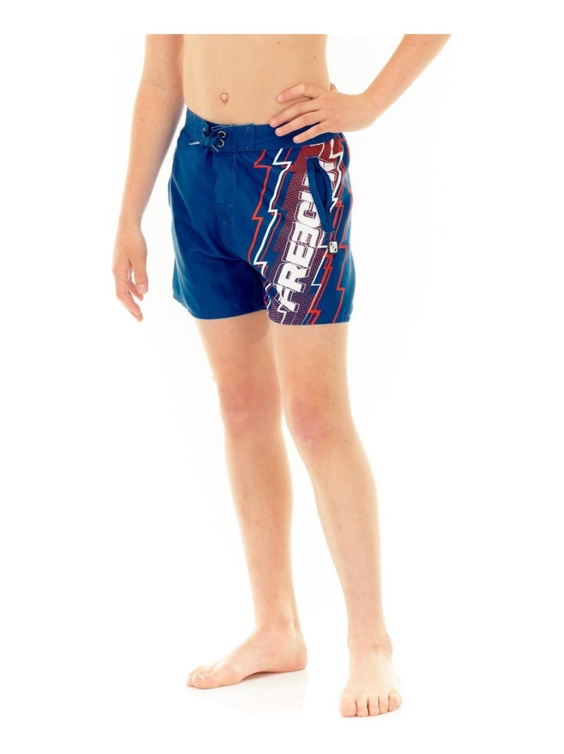 Boardshort court garçon ceinture demi-élastiquée Eclair Freegun Bleu - Kiabi