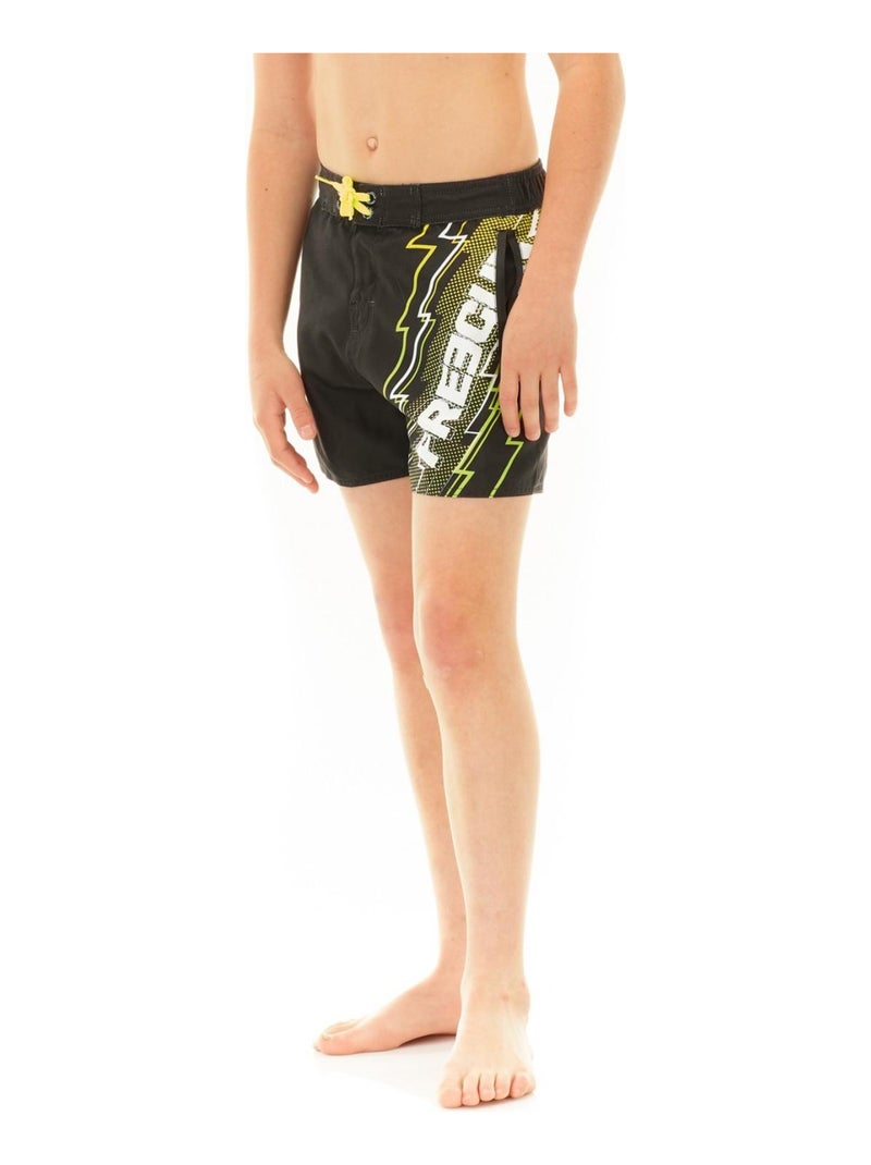 Boardshort court garçon ceinture demi-élastiquée Eclair Freegun Noir - Kiabi