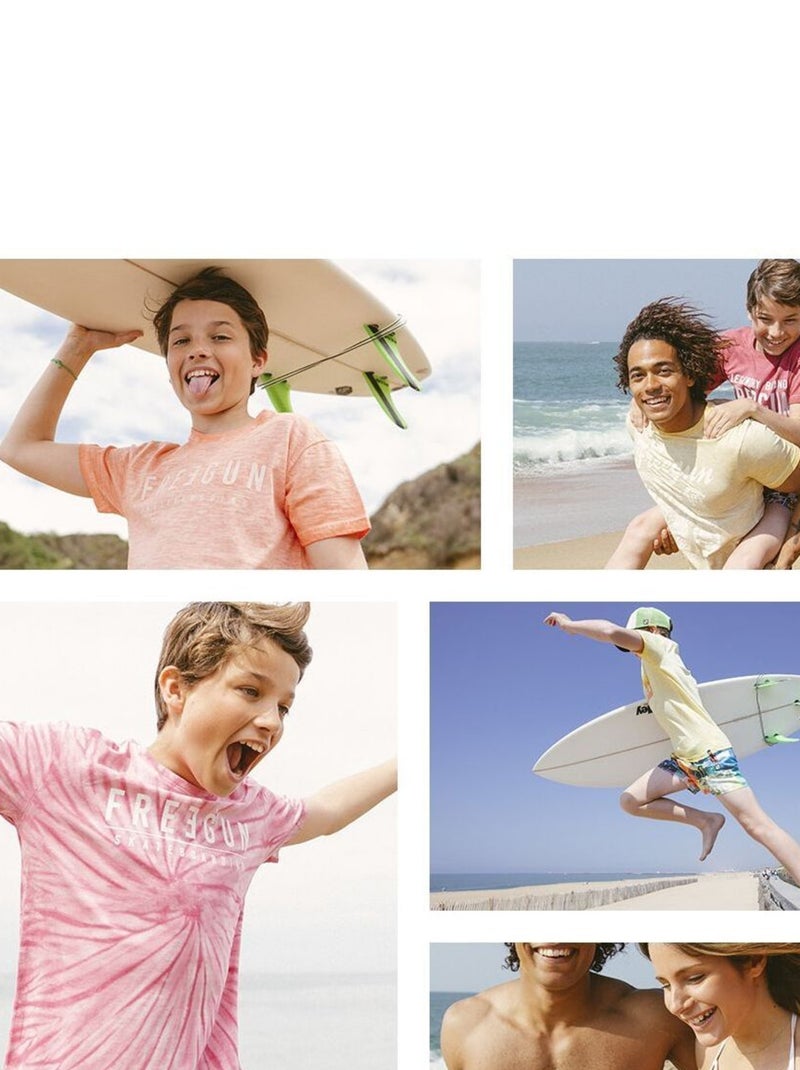 Boardshort court garçon ceinture élastique et colorée freegun Noir - Kiabi
