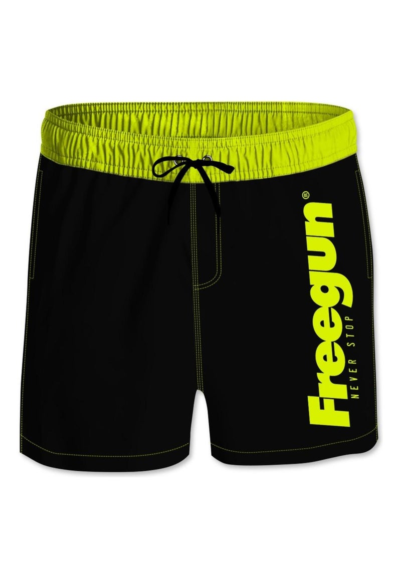 Boardshort court homme avec ceinture demi-élastiquée Freegun Noir - Kiabi