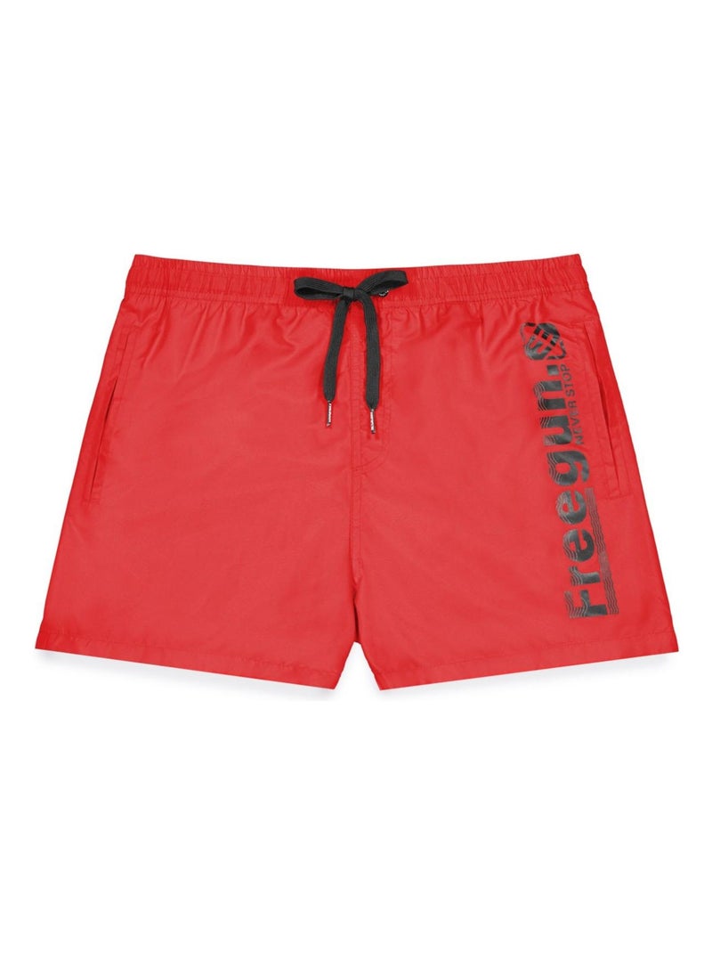 Boardshort court homme ceinture tout-élastiquée Freegun Rouge - Kiabi