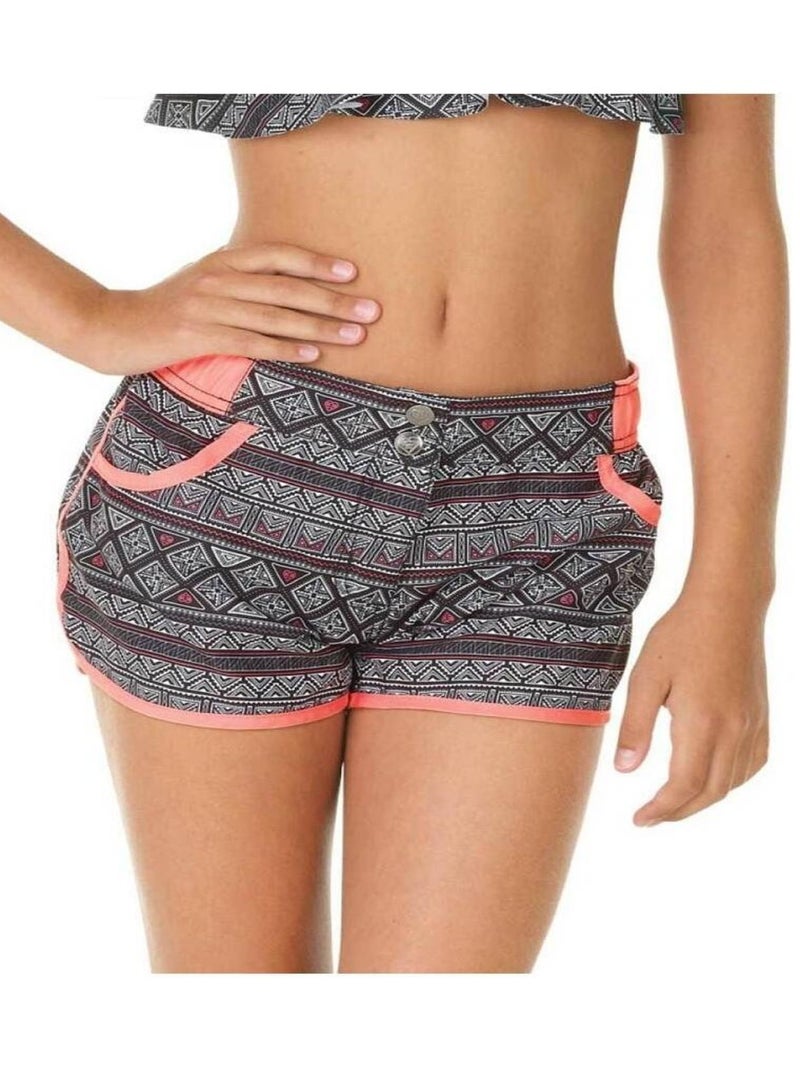 Boardshort fille imprimé ceinture demi-élastiquée Shoeth Freegun Noir - Kiabi