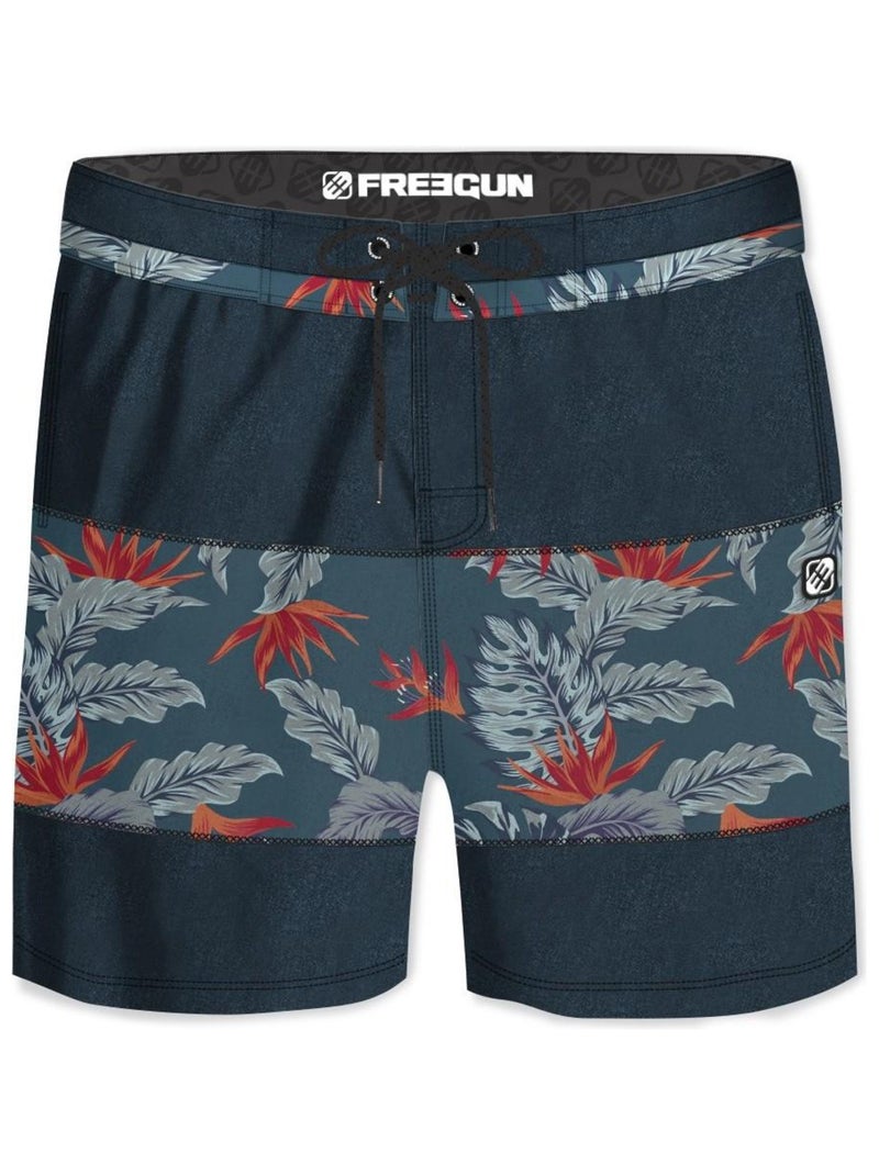 Boardshort long homme touché coton Flow Freegun Gris - Kiabi