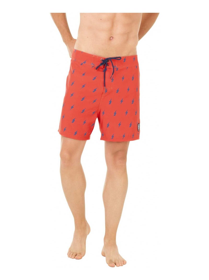Boardshort soft touch garçon ceinture plate Flash Freegun Rouge - Kiabi
