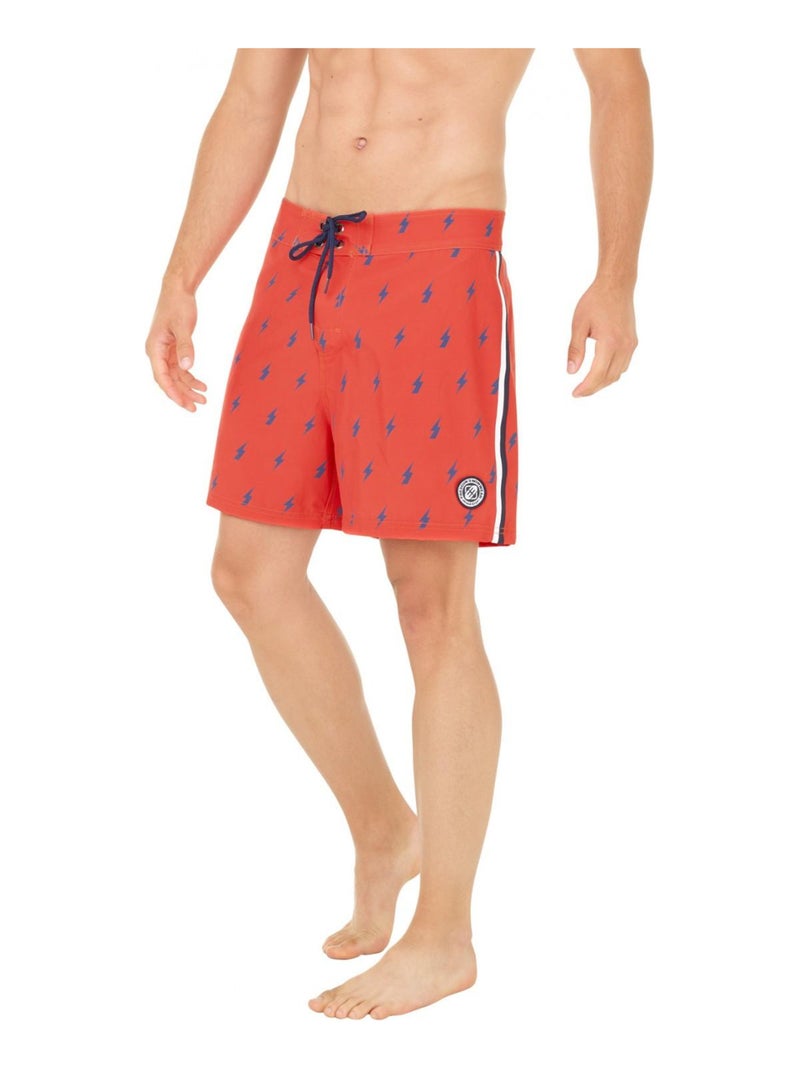 Boardshort soft touch garçon ceinture plate Flash Freegun Rouge - Kiabi