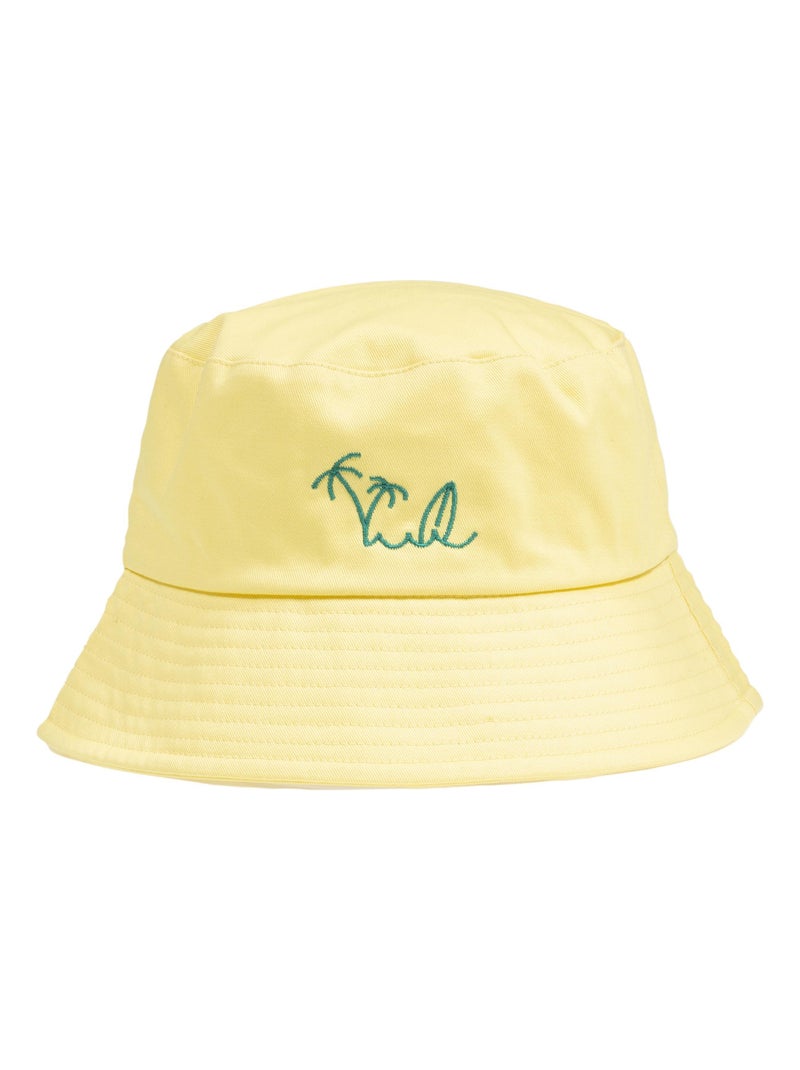 Bob 100% coton, détail brodé Jaune - Kiabi