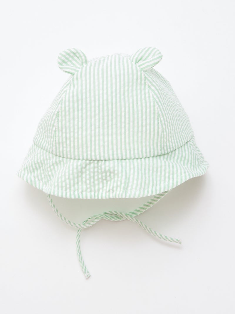 Bob à rayures avec petites oreilles Vert - Kiabi
