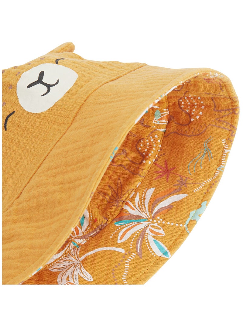 Bob bébé réversible en gaze de coton Liwa Moutarde - Kiabi