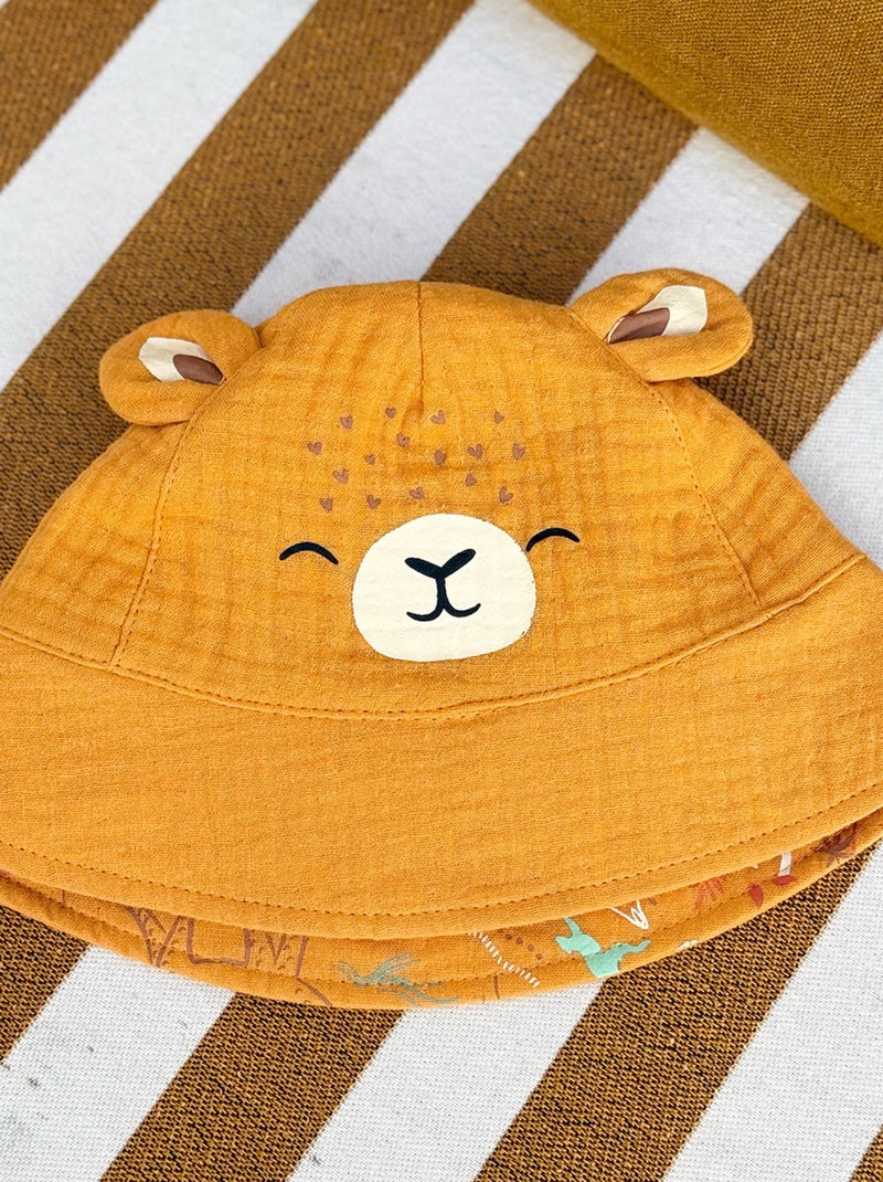 Bob bébé réversible en gaze de coton Liwa Moutarde - Kiabi