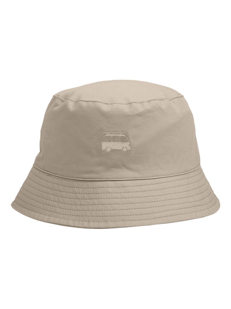 Bob bob brodé coton bio Beige - Kiabi