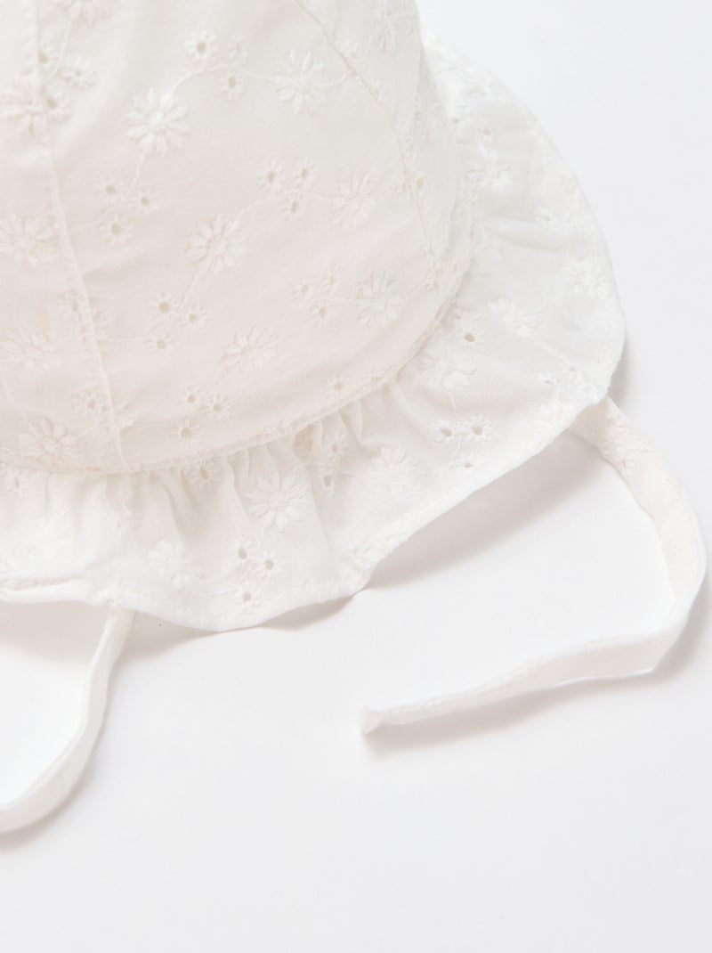 Bob broderie anglaise à nouer Blanc - Kiabi