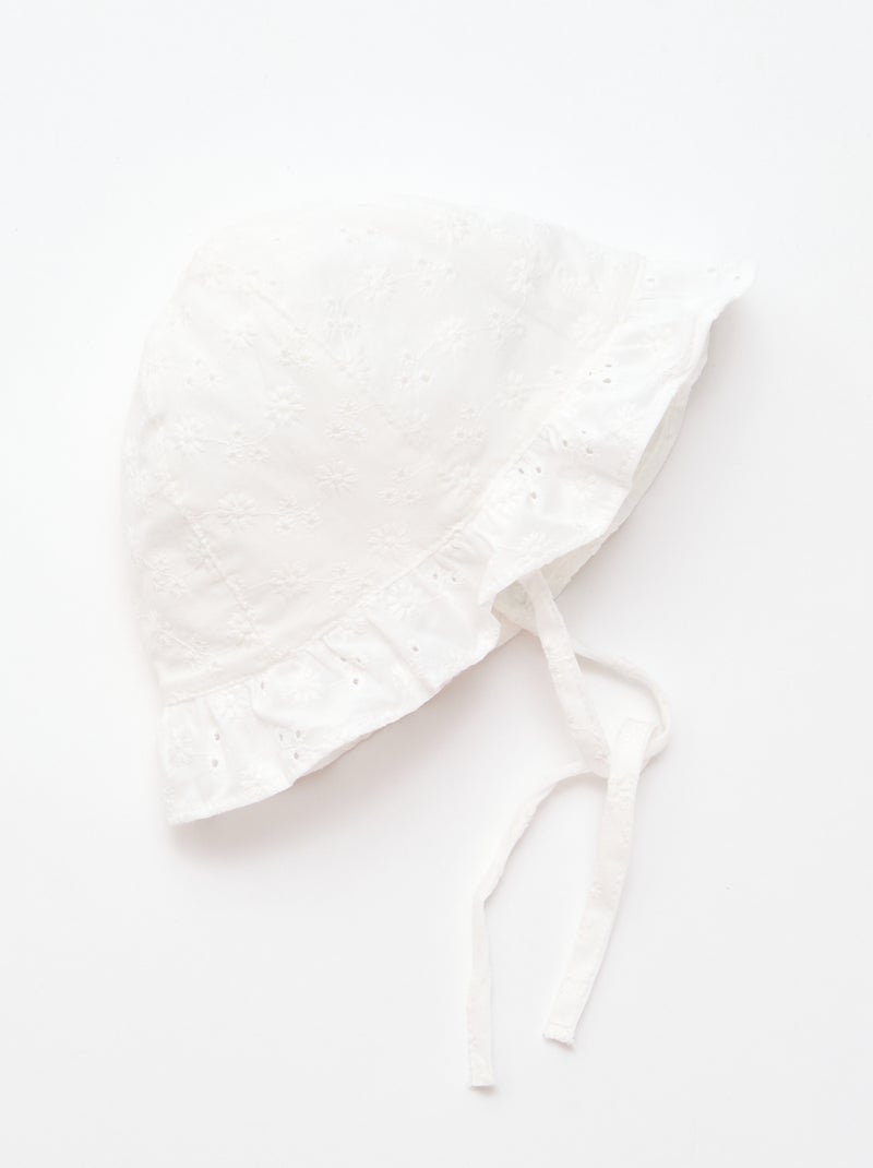 Bob broderie anglaise à nouer Blanc - Kiabi