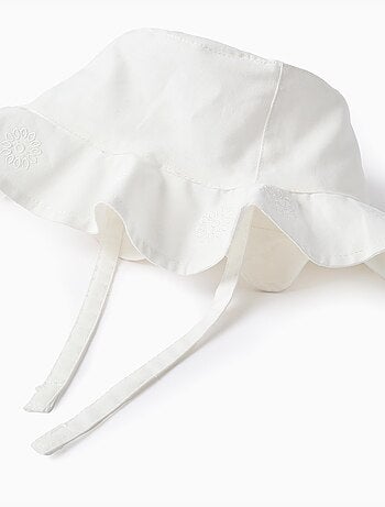 Bob en coton à broderie et liens latéraux