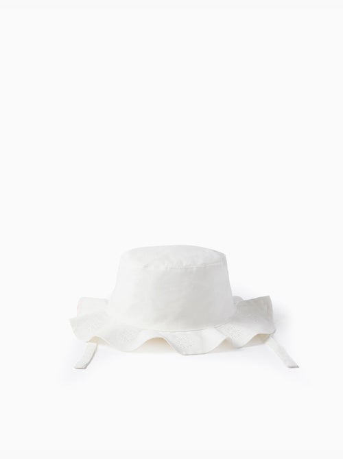 Bob en coton à broderie et liens latéraux - Kiabi