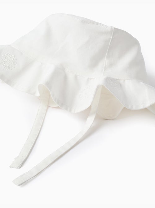 Bob en coton à broderie et liens latéraux - Kiabi