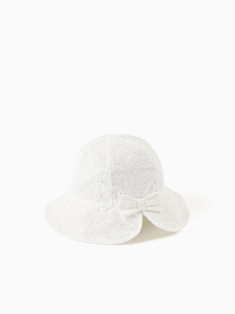 Bob en coton avec broderie anglaise Beige clair - Kiabi