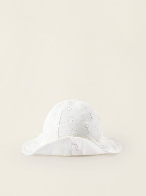 Bob en coton avec broderie anglaise - Kiabi