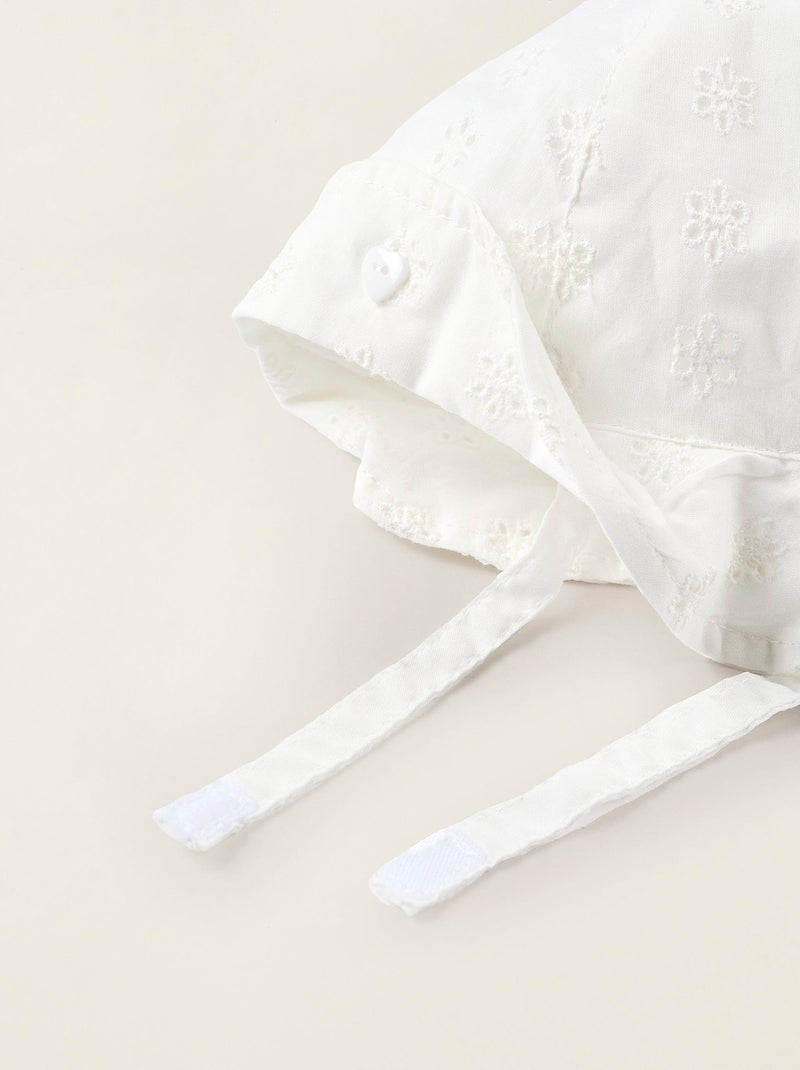 Bob en coton avec broderie anglaise Blanc - Kiabi