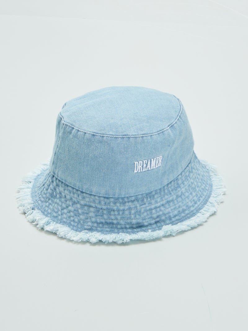 Bob en denim broderie 'dreamer' Denim clair - Kiabi