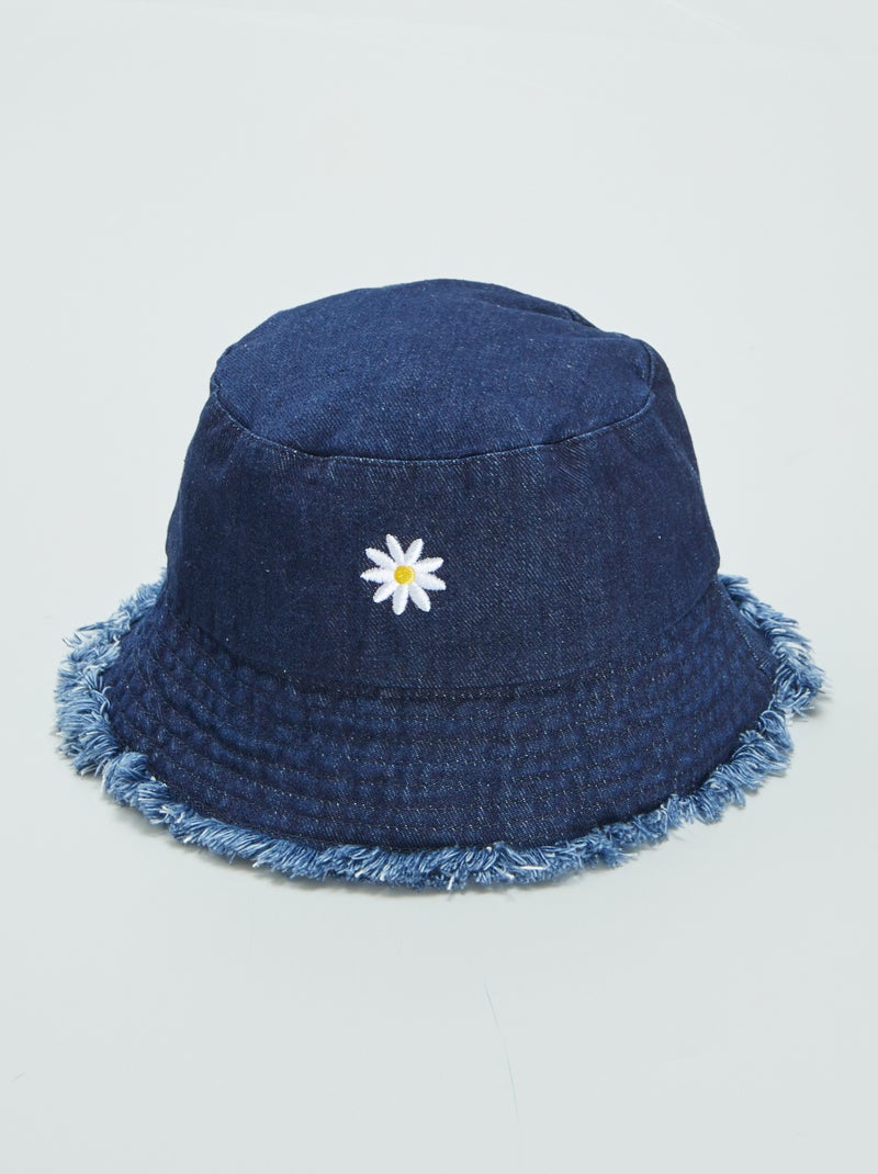 Bob en denim broderie 'fleur' Denim - Kiabi