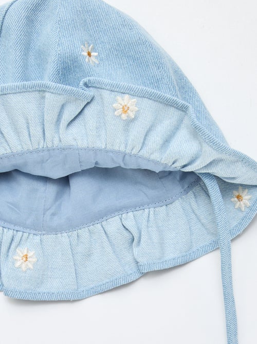 Bob en jean brodé à fleurs - Kiabi