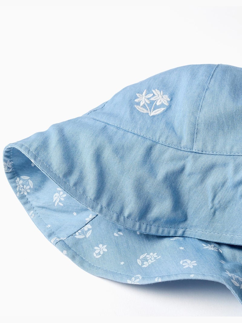 Bob en jean réversible avec imprimé floral Bleu clair - Kiabi