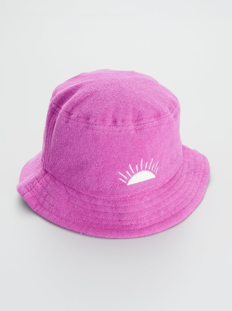 Bob en tissu éponge avec broderie fantaisie violet - Kiabi