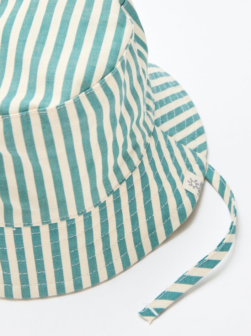 Bob rayé en coton Vert - Kiabi