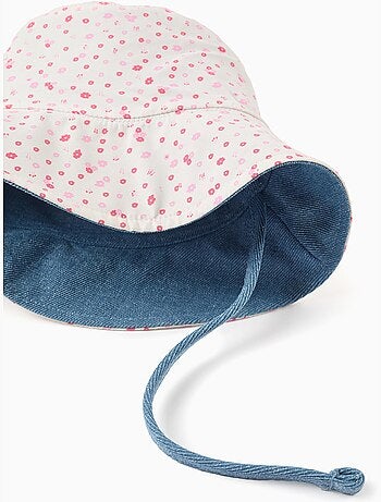 Bob réversible en coton avec motif floral