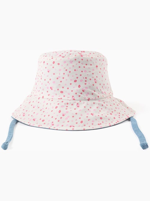 Bob réversible en coton avec motif floral - Kiabi