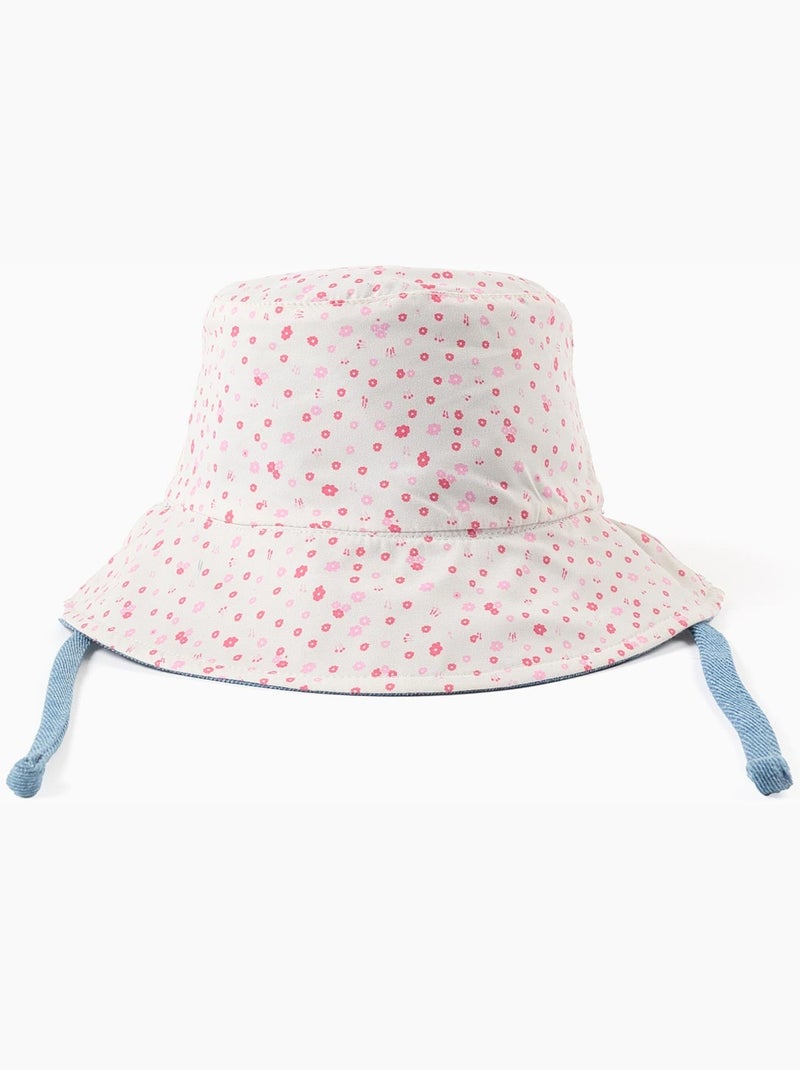 Bob réversible en coton avec motif floral Bleu clair - Kiabi