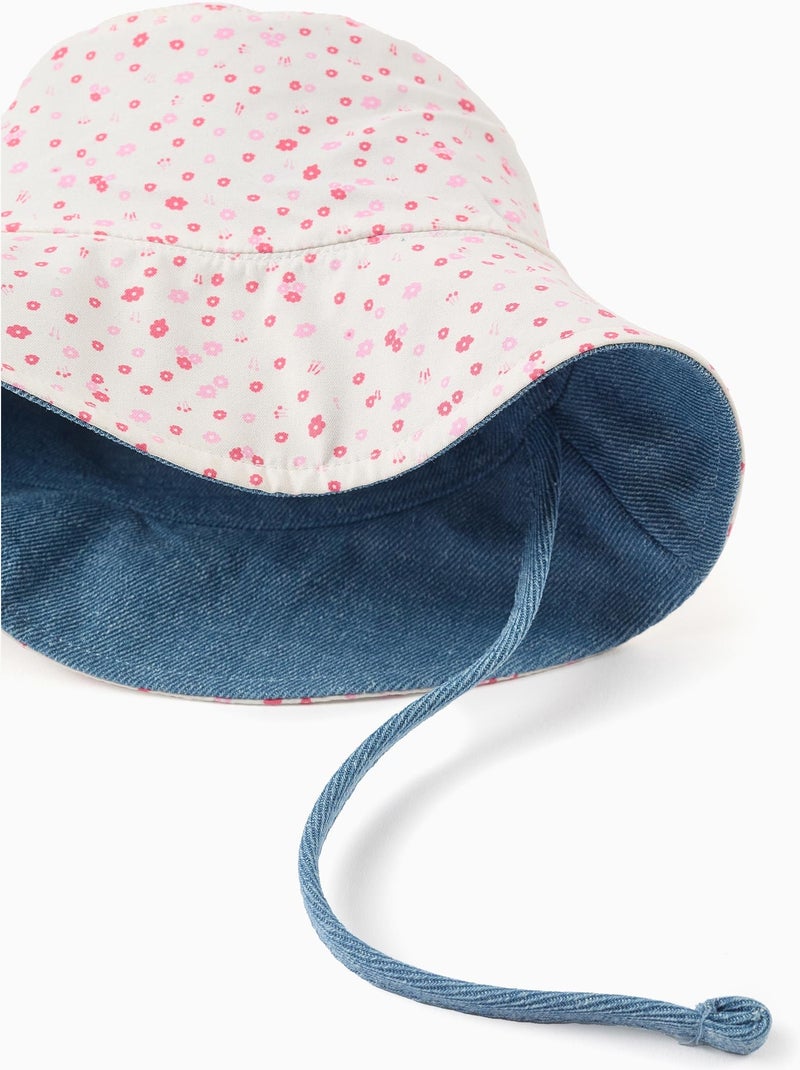 Bob réversible en coton avec motif floral Bleu clair - Kiabi