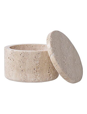 Bocal de rangement - Bocal de rangement, travertin, naturel ø10x6,5 cm