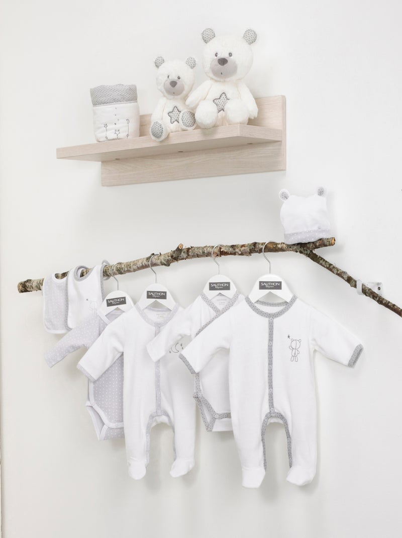 Bodies bébé à manches longues Lot de 2 - Blanc Gris - Kiabi