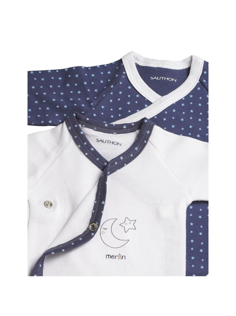 Bodies bébé à manches longues Lot de 2 - SAUTHON Blanc Bleu - Kiabi