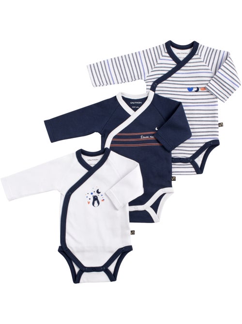 Bodies bébé croisés à manches longues Lot de 3 - SAUTHON - Kiabi
