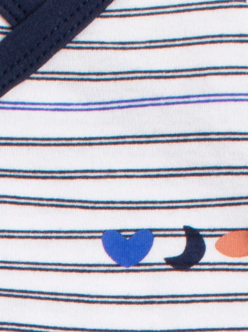 Bodies bébé croisés à manches longues Lot de 3 - SAUTHON Bleu Blanc - Kiabi